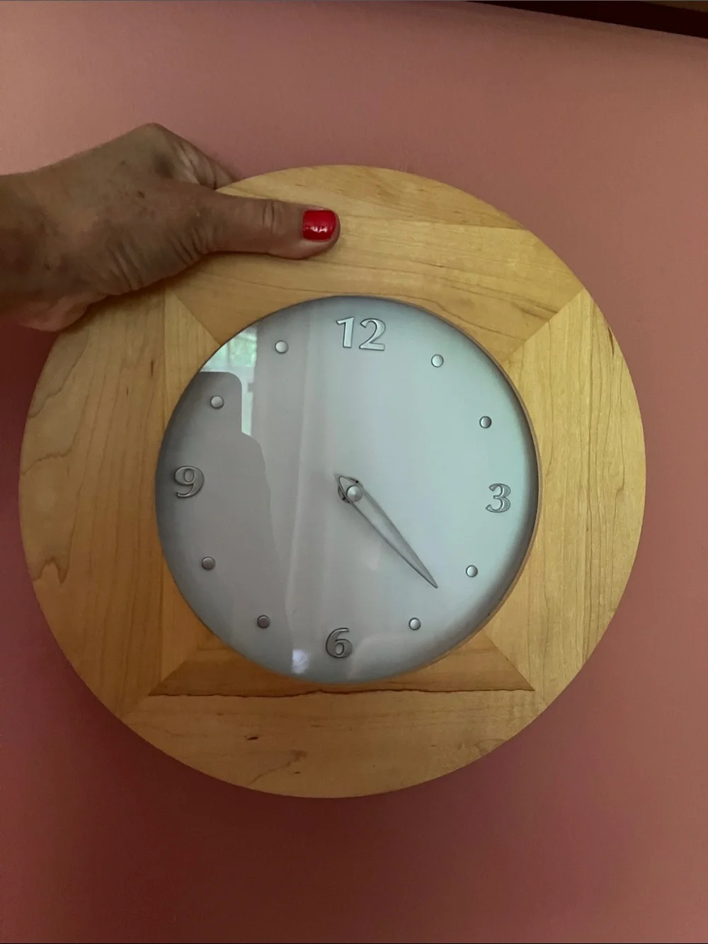 Wooden Round Wall Clock in Light Maple - from Crate&Barrel , working condition